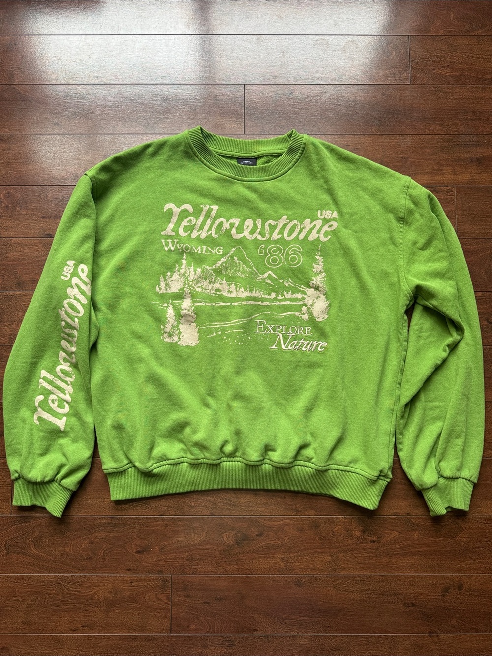Urban Outfitters Yellowstone 'Explore Nature' Green Crewneck Sweatshirt